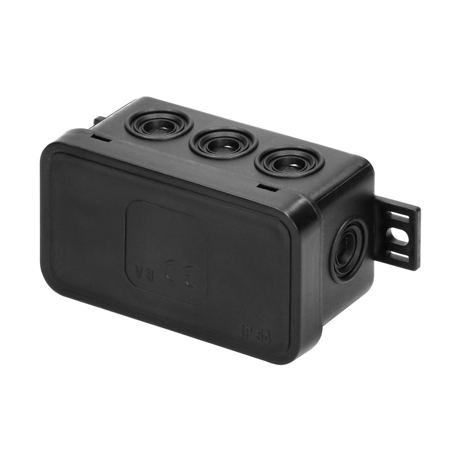 Surface-mounted junction box CLICK IP54 8 cable entries 80x45x41mm black
