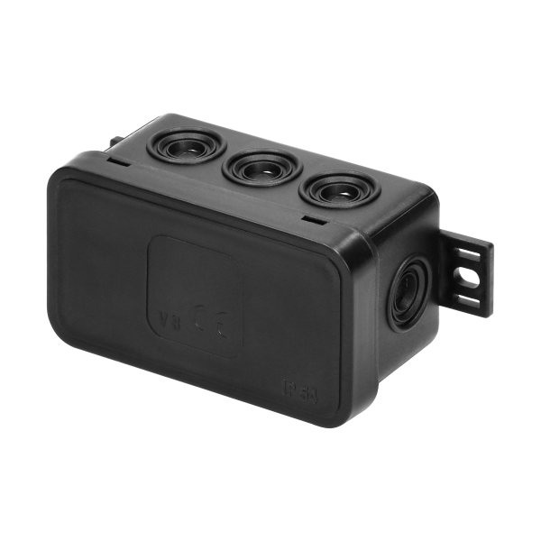 Surface-mounted junction box CLICK IP54 8 cable entries 80x45x41mm black