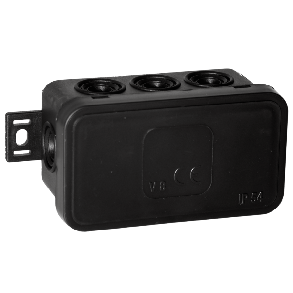 Surface-mounted junction box CLICK IP54 8 cable entries 80x45x41mm black, 100 pcs