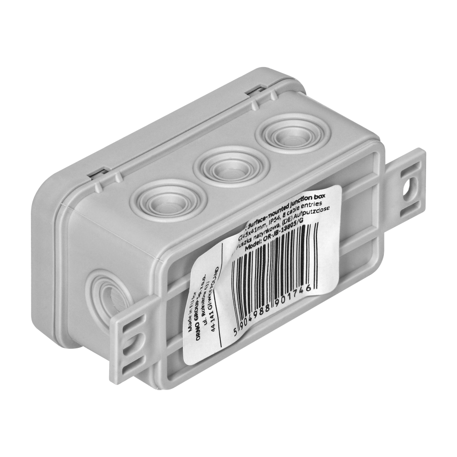 Surface-mounted junction box CLICK IP54 8 cable entries 80x45x41mm grey