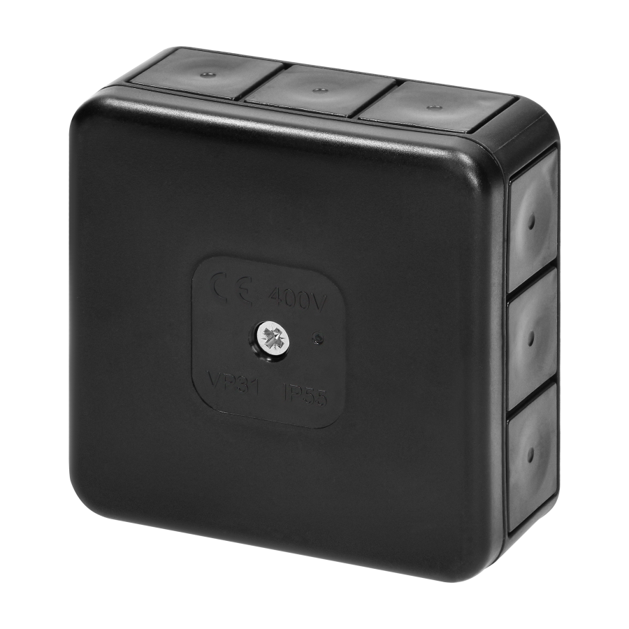 Surface-mounted junction box PRO IP55 400V 12 cable entries 85x85x37mm black