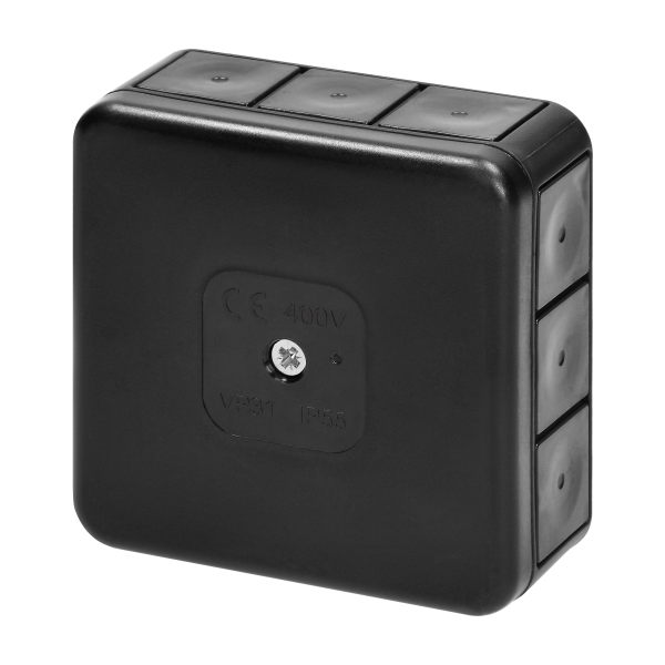 Surface-mounted junction box PRO IP55 400V 12 cable entries 85x85x37mm black