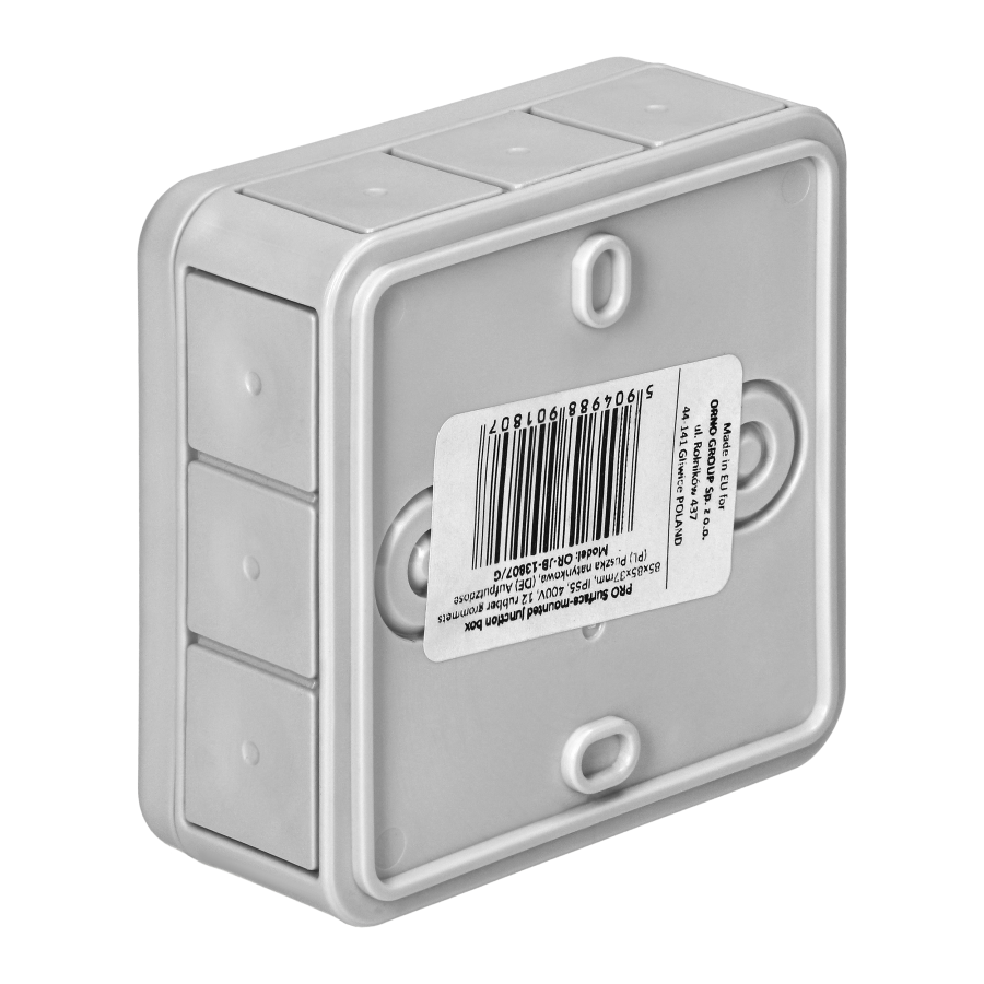 Surface-mounted junction box PRO IP55 400V 12 cable entries 85x85x37mm grey