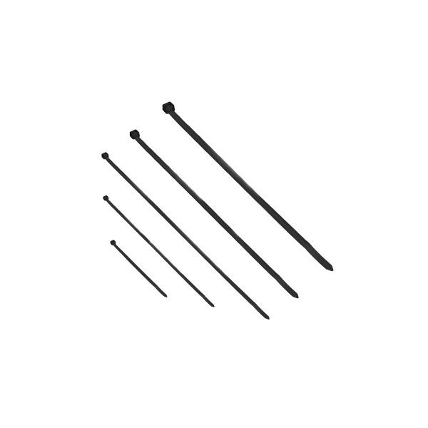 Cable ties set, 100 pcs, black color, UV-resistant