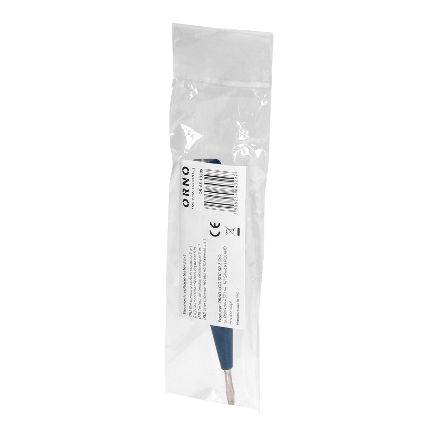 Electronic voltage tester 5in1, presence test, measurement, induction, continuity, DC polarity, blue color