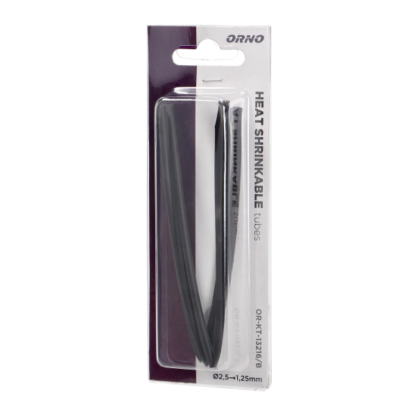 Heat shrinkable tube Ø2.5mm, 1m long, black, in blister pack Heat shrinkable tube Ø2.5mm, 1m long, black, in blister pack