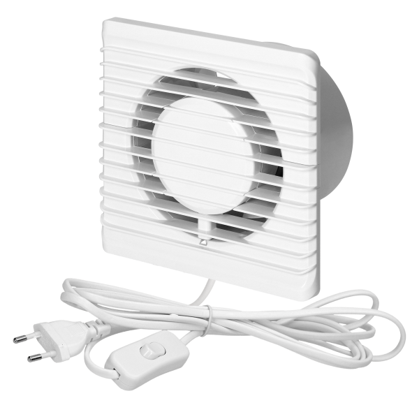 Bathroom fan 100mm, surface-mounted - cord with switch Bathroom fan 100mm, surface-mounted - cord with switch