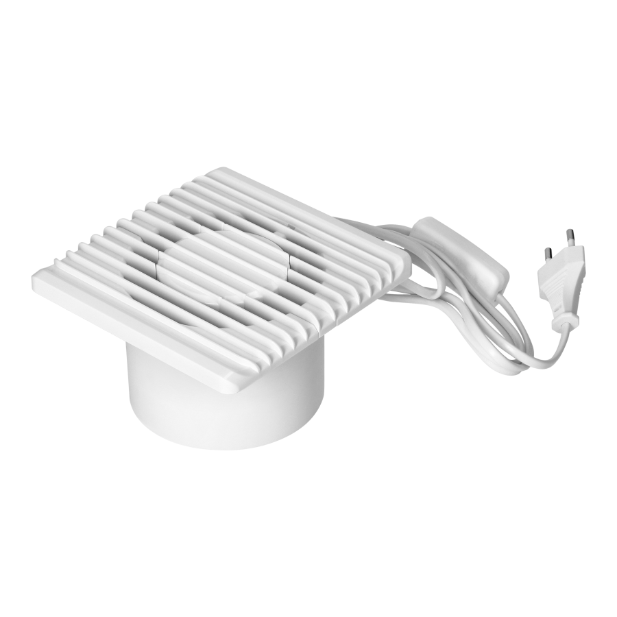 Bathroom fan 100mm, surface-mounted - cord with switch