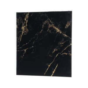 Glass panel, Universal, glossy marble black/gold colour