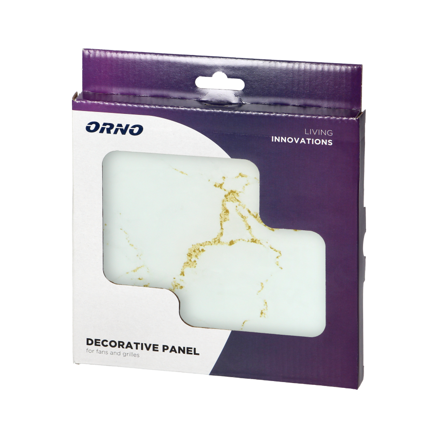 Glass panel, Universal, glossy marble white/gold colour