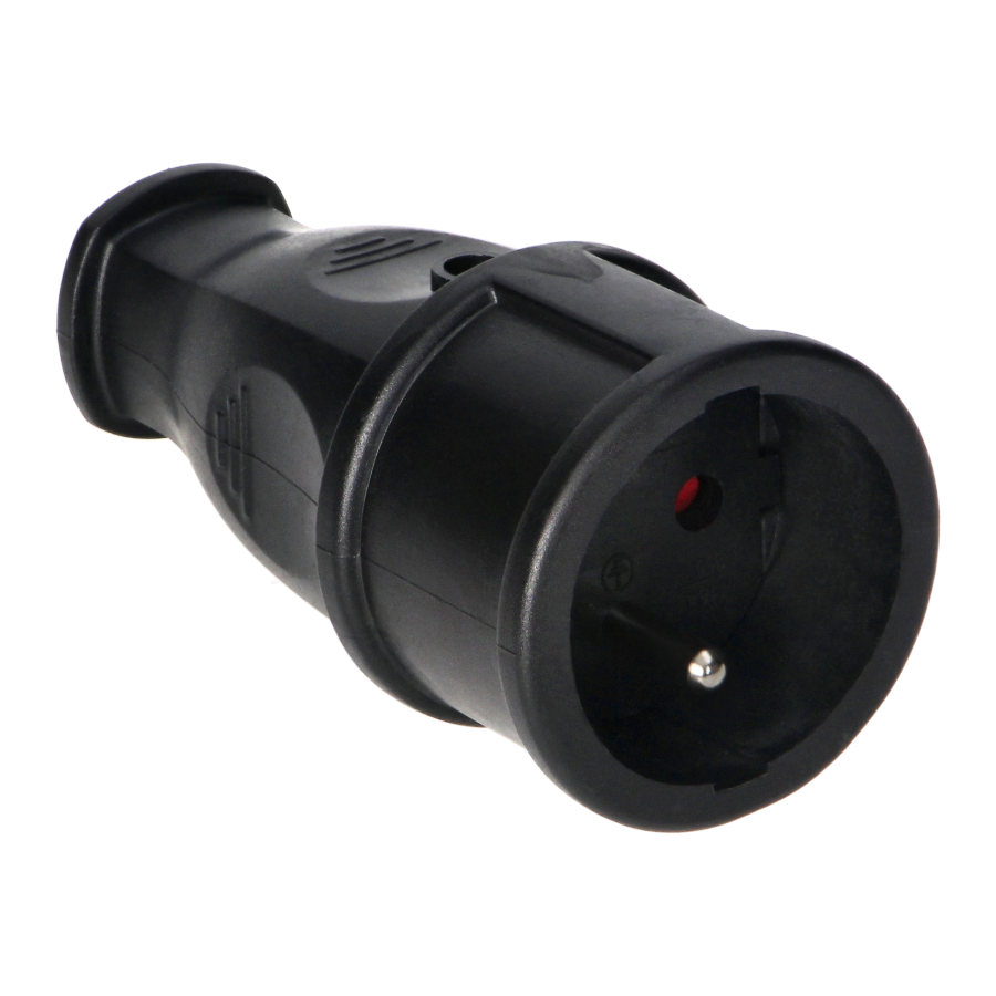 Workshop socket 2P+E with a comfortable grip, black