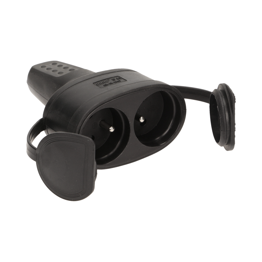 Double rubber plug-in socket with holder