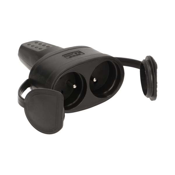 Double rubber plug-in socket with holder