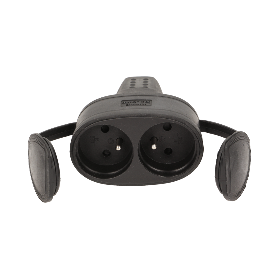 Double rubber plug-in socket with holder