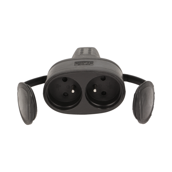 Double rubber plug-in socket with holder