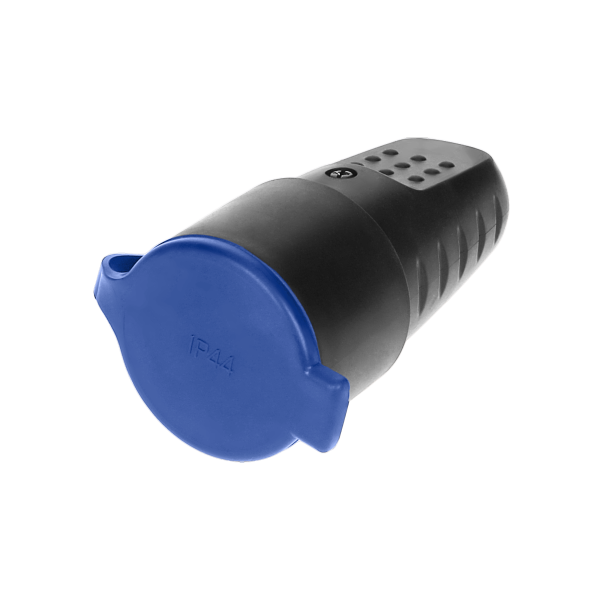 Rubber plug-in socket 2P+Z with grounding, schuko