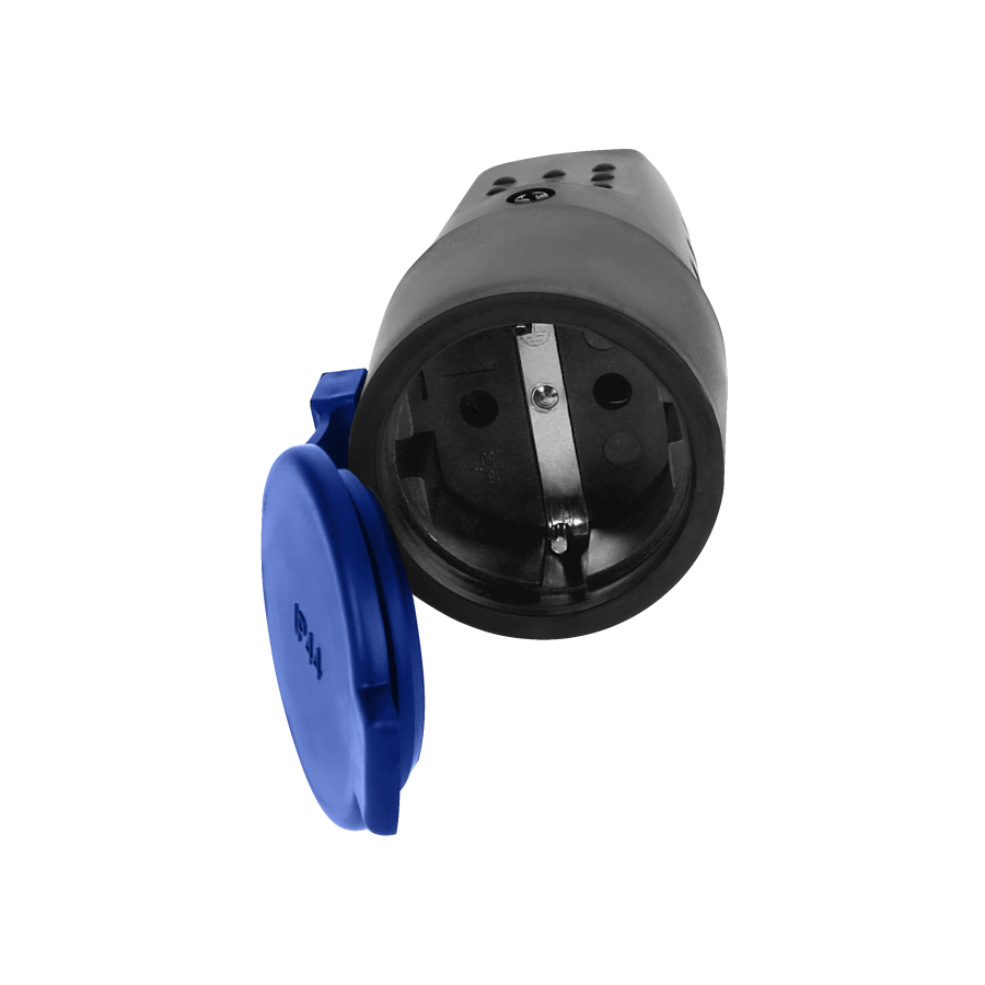 Rubber plug-in socket 2P+Z with grounding, schuko