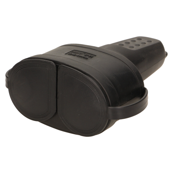 Double rubber plug-in socket with holder, schuko