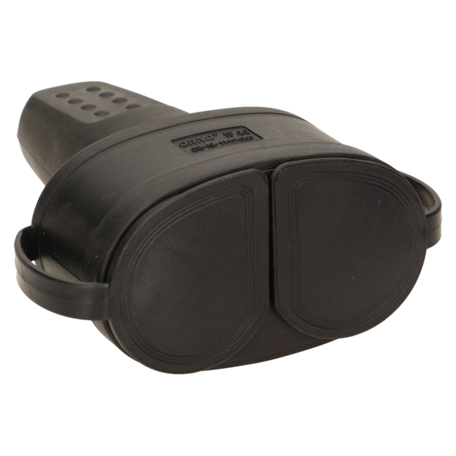 Double rubber plug-in socket with holder, schuko