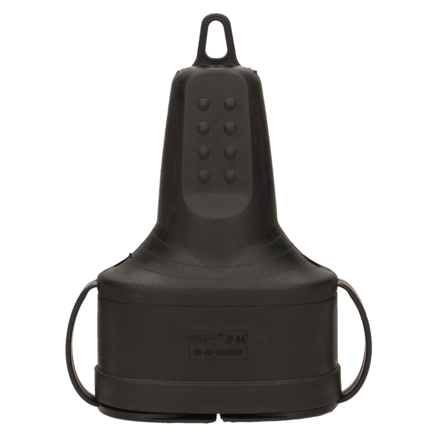 Double rubber plug-in socket with holder, schuko