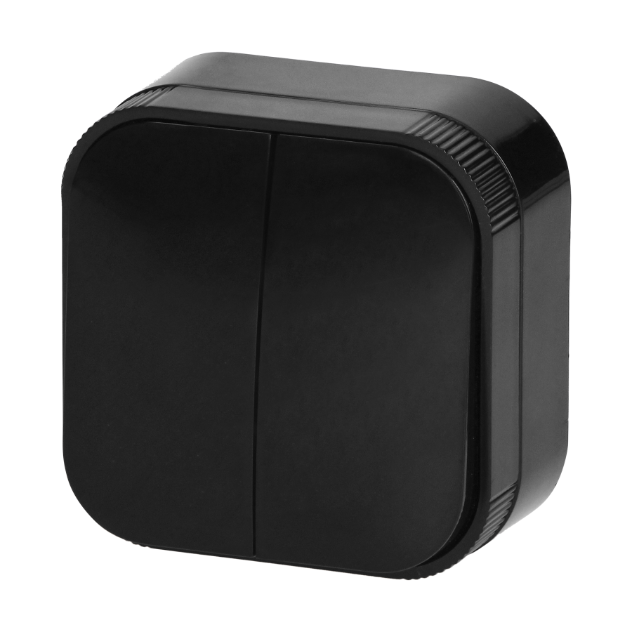 Surface-mounted two-gang switch ToDo IP20, black