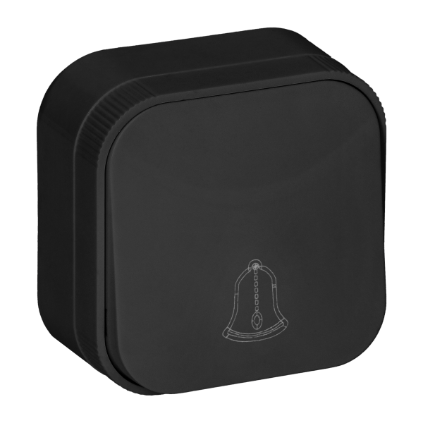 Surface-mounted doorbell switch ToDO IP20, black, 10pcs