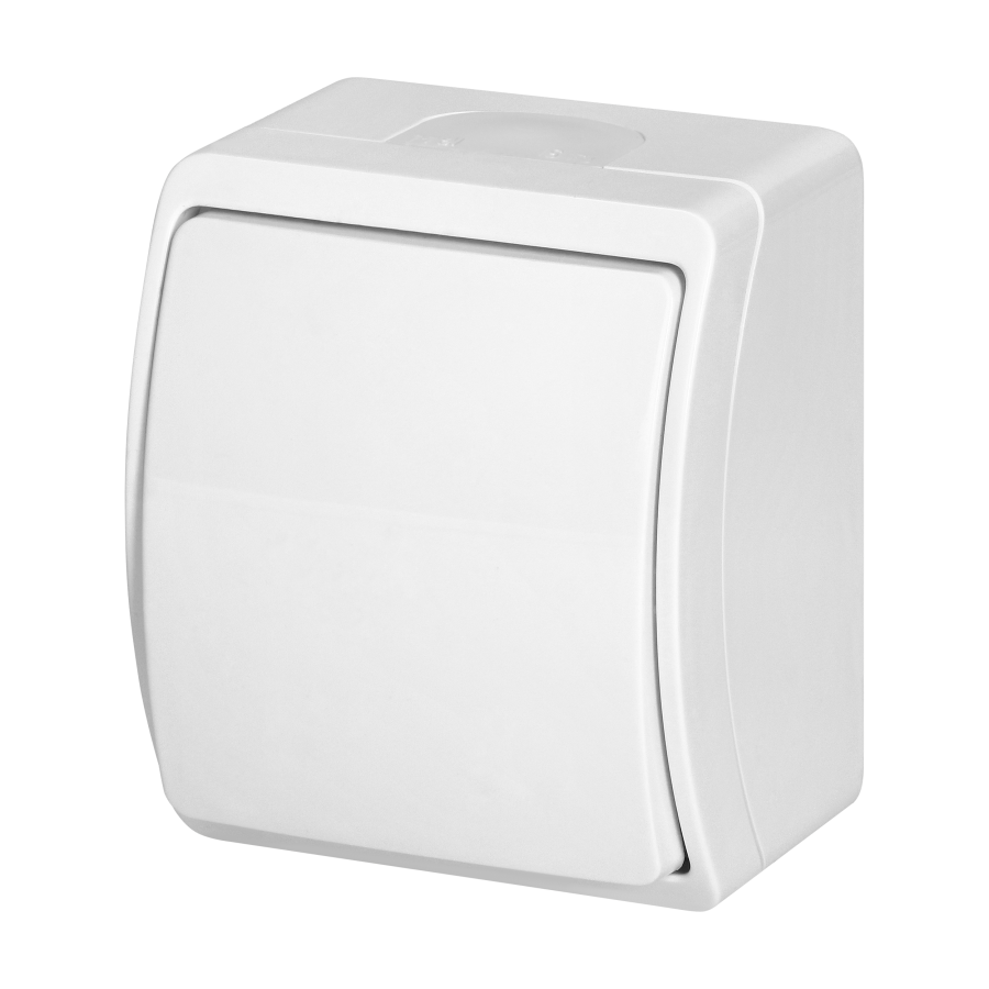 Surface-mounted single-pole switch  AQUATIC IP44 white, 10 pcs