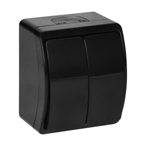 Surface-mounted two-button switch  AQUATIC IP44 black
