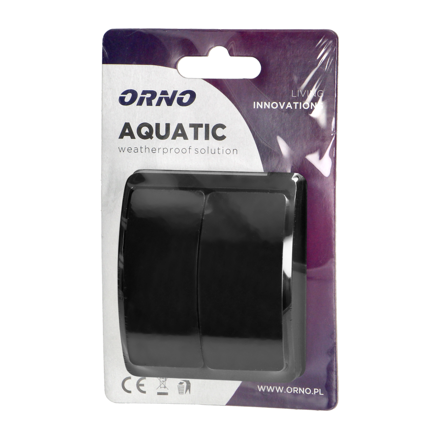 Surface-mounted two-button switch  AQUATIC IP44 black
