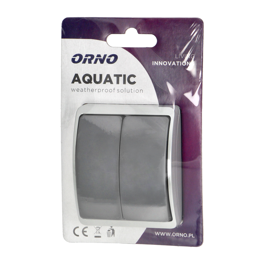 Surface-mounted two-button switch  AQUATIC IP44 grey