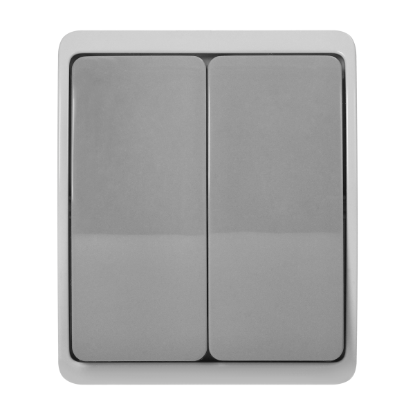Surface-mounted two-button switch  AQUATIC IP44 grey
