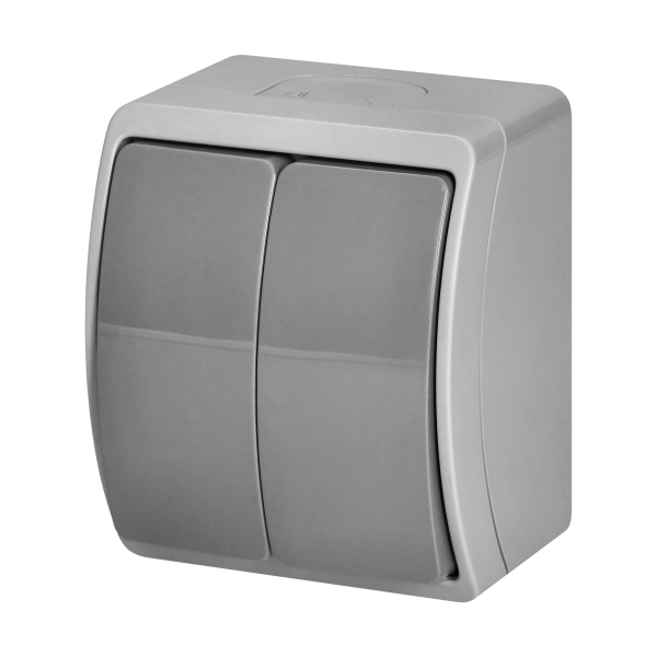 Surface-mounted two-button switch  AQUATIC IP44 grey