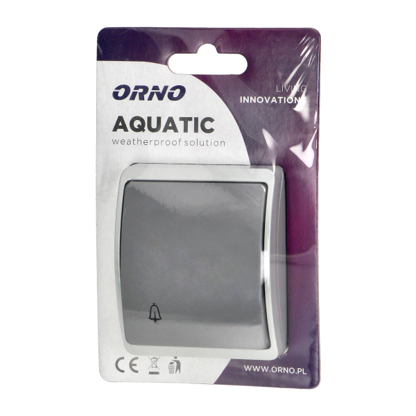 Surface-mounted doorbell button AQUATIC IP44 grey-graphite