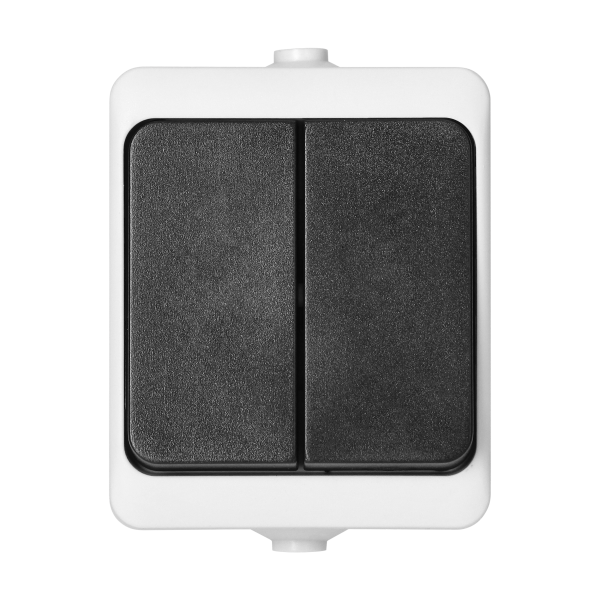 AQUATIC MINI IP54 Two-button switch, white/black