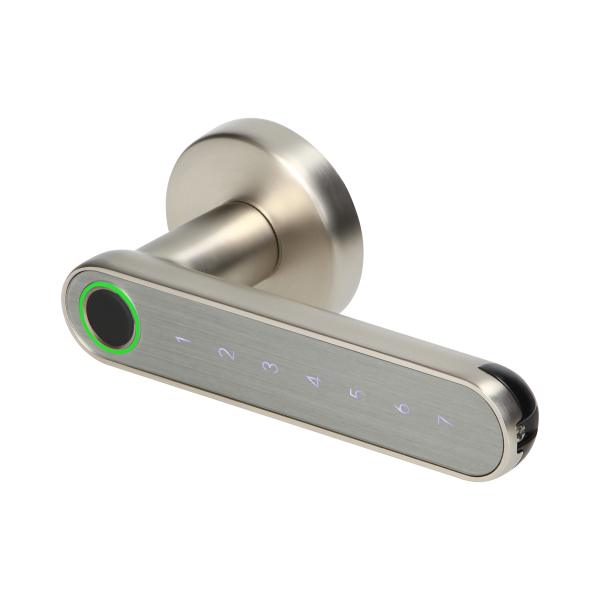 Smart handle with touch keypad and fingerprints reader, Bluetooth 4.0, nickel Smart handle with touch keypad and fingerprints reader, Bluetooth 4.0, nickel