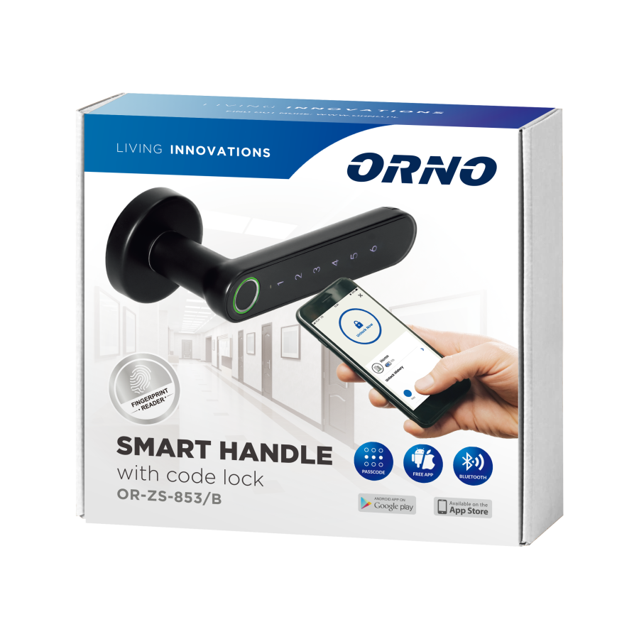 Smart handle with touch keypad and fingerprints reader, Bluetooth 4.0, black