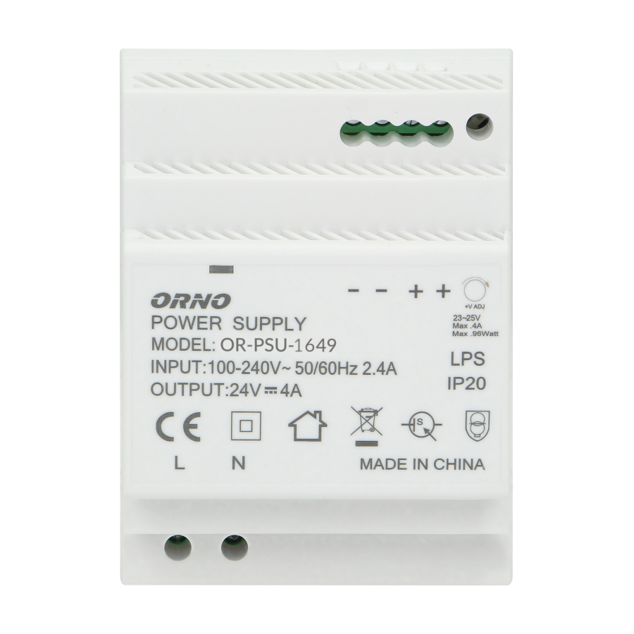 Zasilacz na szynę DIN 24VDC, 4A, 100W, szerokość 4 moduły