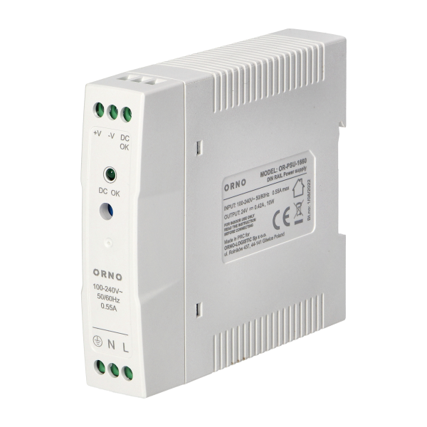 Industrial power supply for a DIN rail, 24VDC, 0.42A, 10W, plastic housing Industrial power supply for a DIN rail, 24VDC, 0.42A, 10W, plastic housing