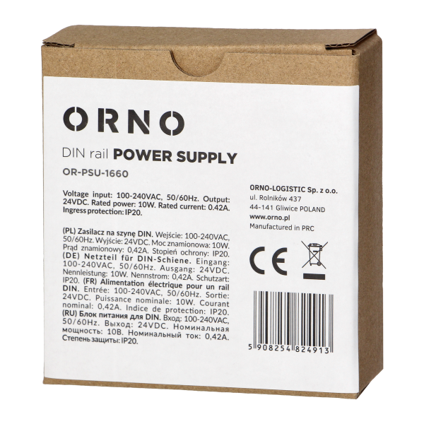 Industrial power supply for a DIN rail, 24VDC, 0.42A, 10W, plastic housing Industrial power supply for a DIN rail, 24VDC, 0.42A, 10W, plastic housing