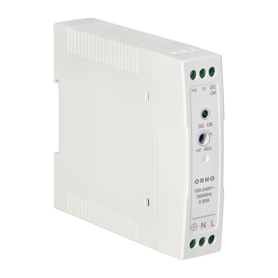 Industrial power supply for a DIN rail, 24VDC, 1A, 20W, plastic housing