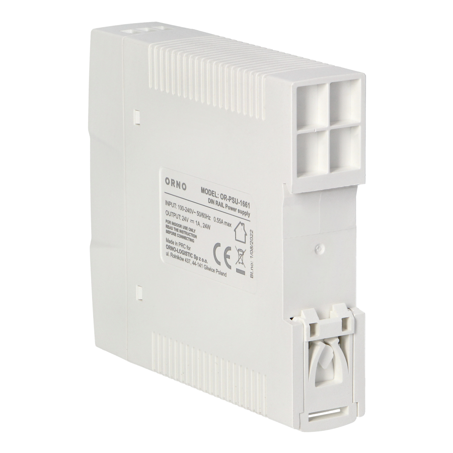 Industrial power supply for a DIN rail, 24VDC, 1A, 20W, plastic housing