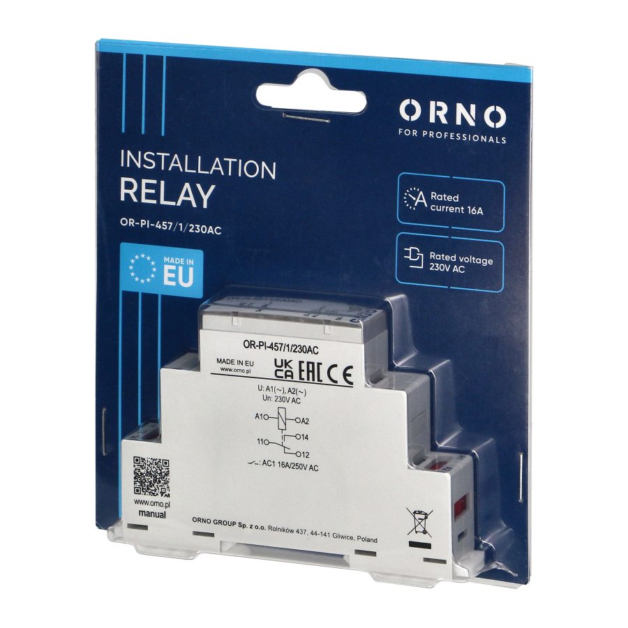 Installation relay, 1P 230 VAC 16A