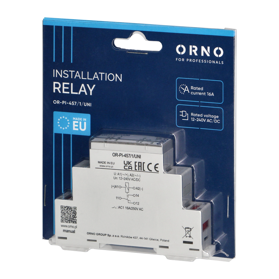 Installation relay, 1P 16A, 12-230 VUC