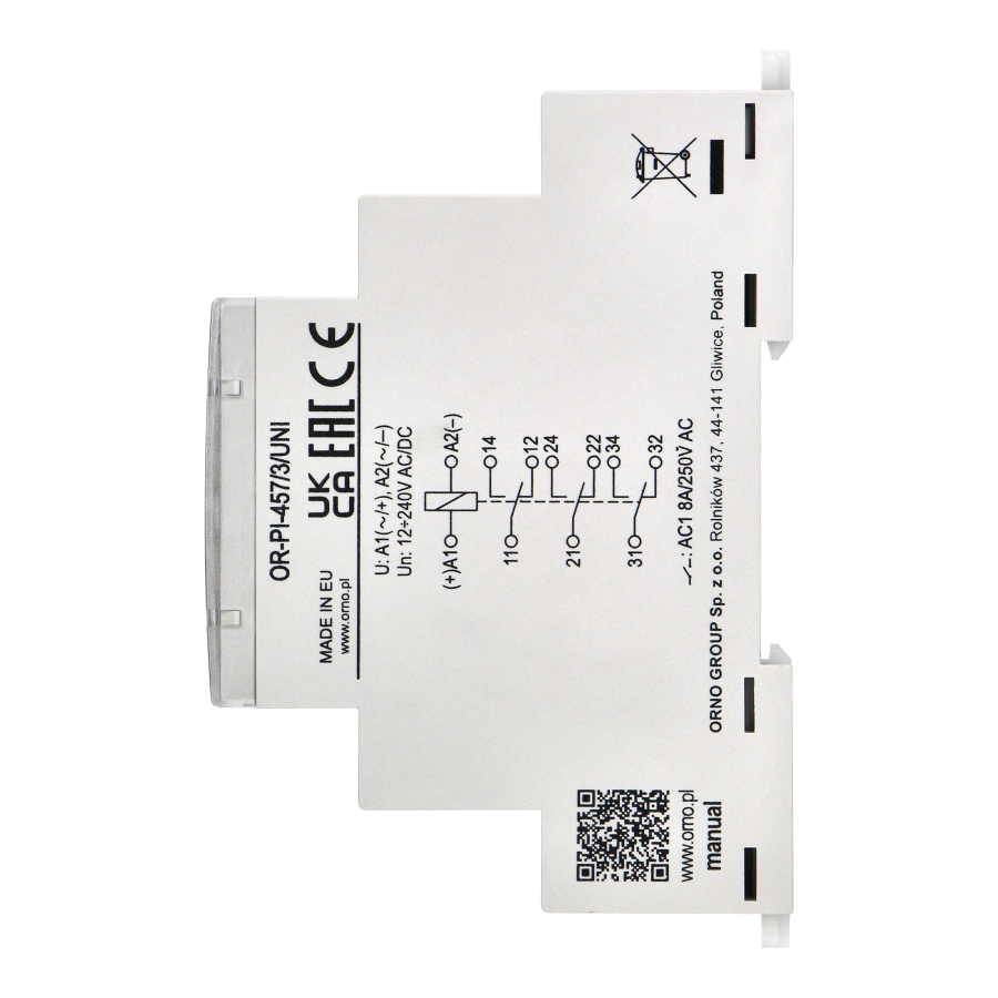 Installation relay, 3P 8A, 12-230 VUC