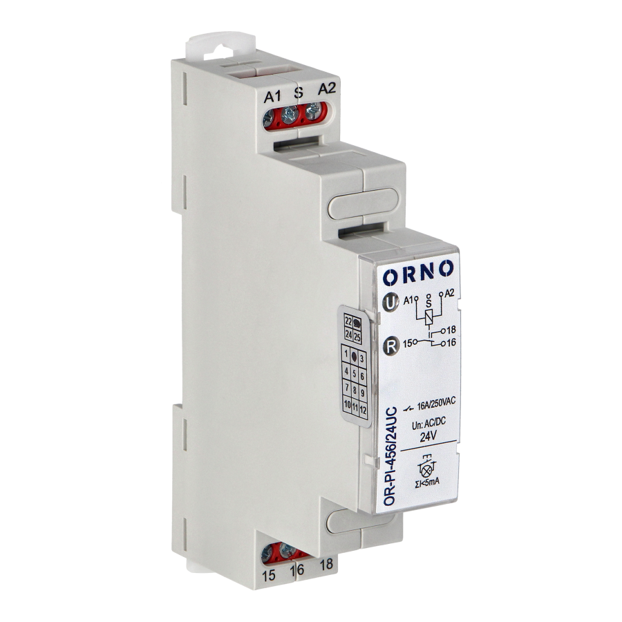 Installation bistable relay, 24 VAC / DC, 16A