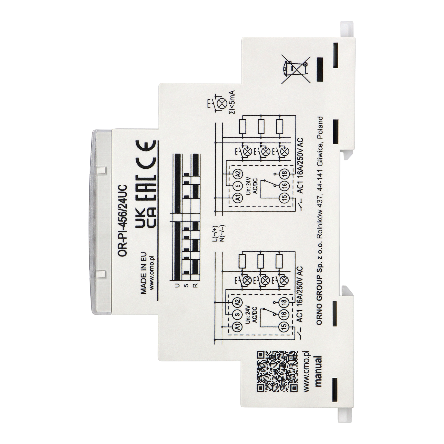 Installation bistable relay, 24 VAC / DC, 16A