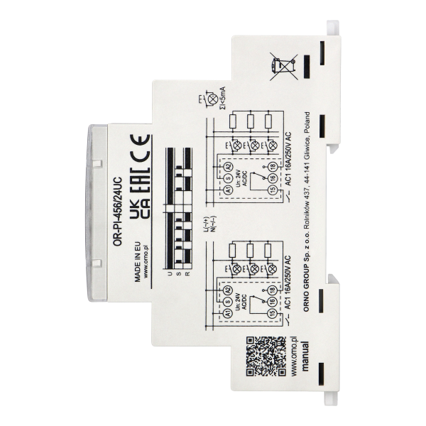 Installation bistable relay, 24 VAC / DC, 16A