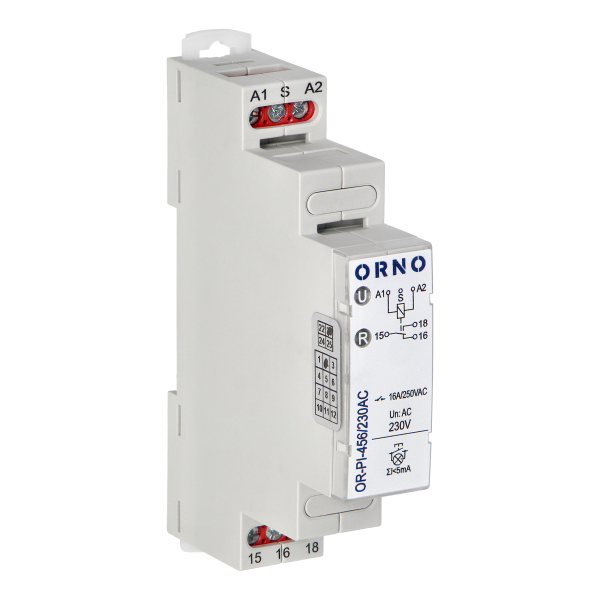 Installation bistable relay, 230 VAC, 16A