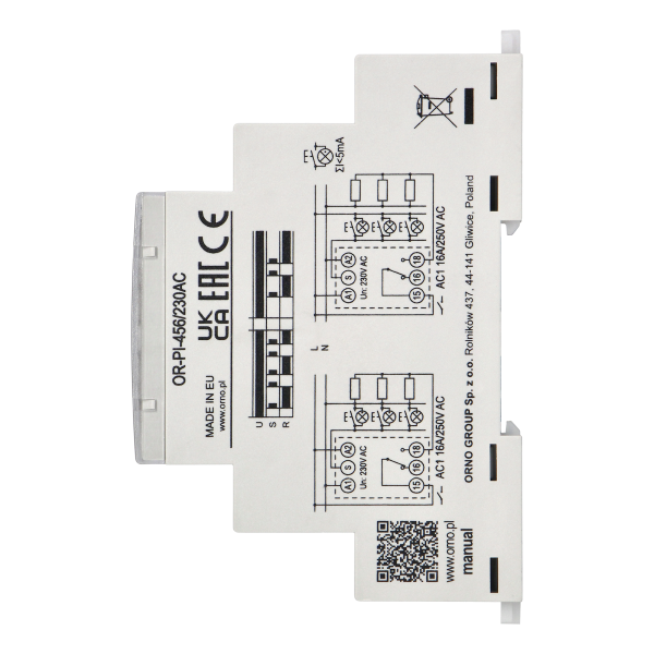 Installation bistable relay, 230 VAC, 16A