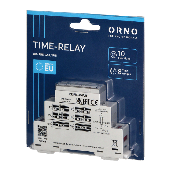 Time relay - 10 functions, universal power supply Time relay - 10 functions, universal power supply